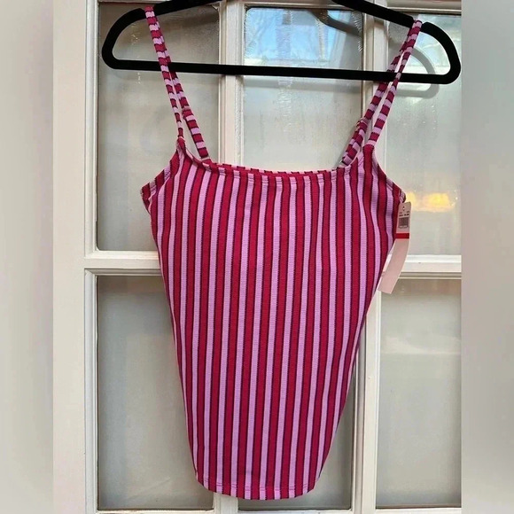 Anne Cole | Dark Pink & Lavender Stripe Tankini Swimsuit Top Size XS NWT Beach - Picture 10 of 10